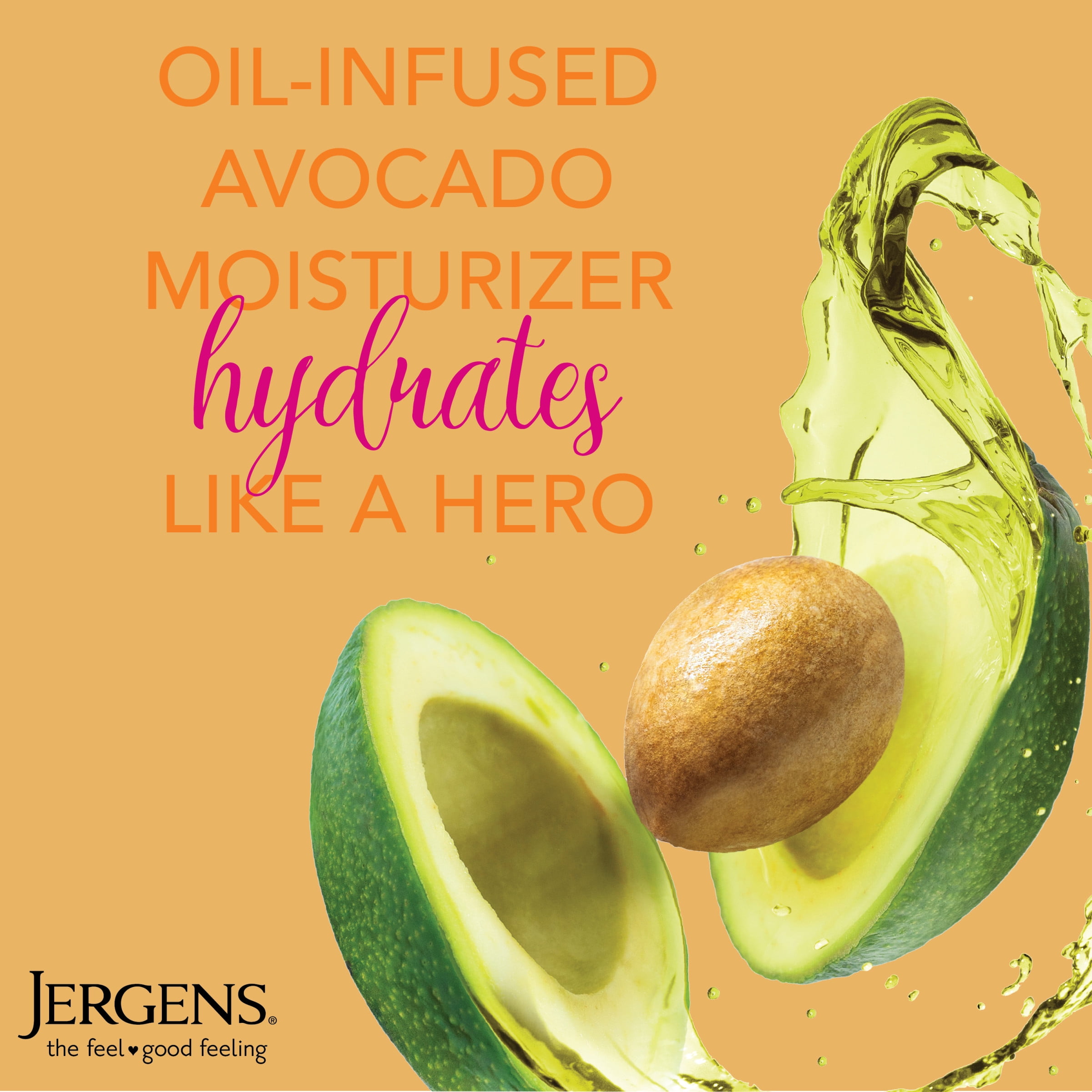 Jergens Hand and Body Lotion, Oil-Infused Smoothing Avocado Body Lotion, 16.8 Oz