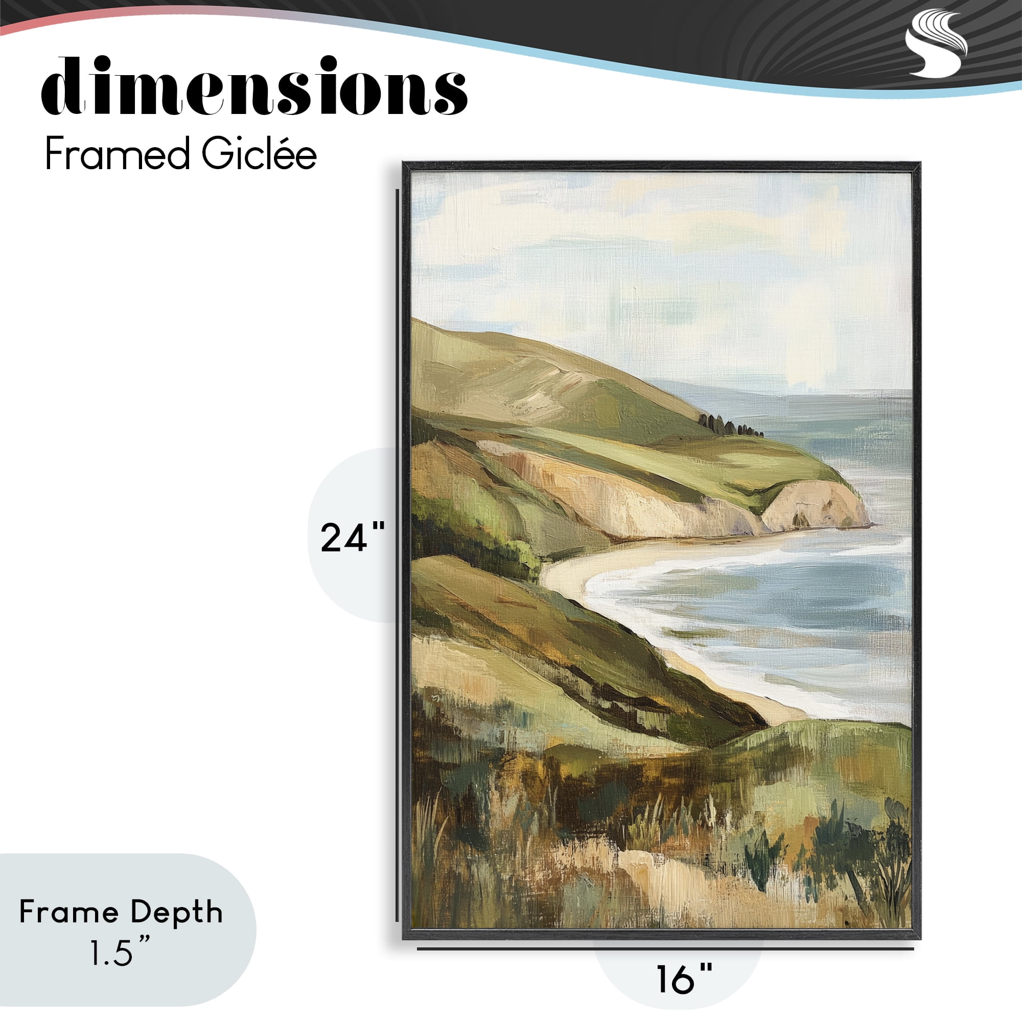 Stupell Industries Painted Cliffside Coastal Morning Light Black Framed Giclee Art, design by Petal Prints Design