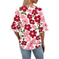 thumbnail image 6 of DeHolifer T-Shirts for Women V-Neck Camouflage Printed Ruffle Short Sleeve Summer Trendy Beach Lightweight Casual Tops Pink XL, 6 of 7