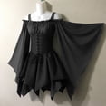 thumbnail image 2 of Hurxie Women Plus Size Punk Cold Shoulder Flare Sleeves Lace Gothic Dress, 2 of 5