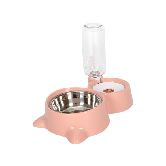 Kraoden Automatic Water Dispenser Pet Food Bowl, 2-in-1 Stainless Steel and Plastic Design for Dogs, Cats, No-Spill Base, Easy to Clean, Fresh Water Supply System