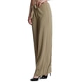 thumbnail image 4 of Women Spring Summer Ribbed Knit Pants Casual Loose Elastic Waist Wide Leg Long Pants Trendy Comfy Soft Drawstring Trousers, 4 of 6