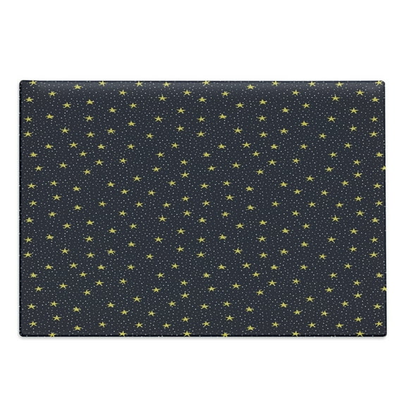 Night Sky Cutting Board, Hand Drawn Style Yellow Stars and White Dots Celestial Midnight, Decorative Tempered Glass Cutting and Serving Board, Large Size, Yellow White, by Ambesonne