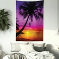 thumbnail image 3 of Tropical Decor Wall Hanging Tapestry, Palm Tree Silhouette on Tropical Beach at Sunset Summertime Travel Destination, Bedroom Living Room Dorm Accessories, 60 X 80 Inches, by Ambesonne, 3 of 5