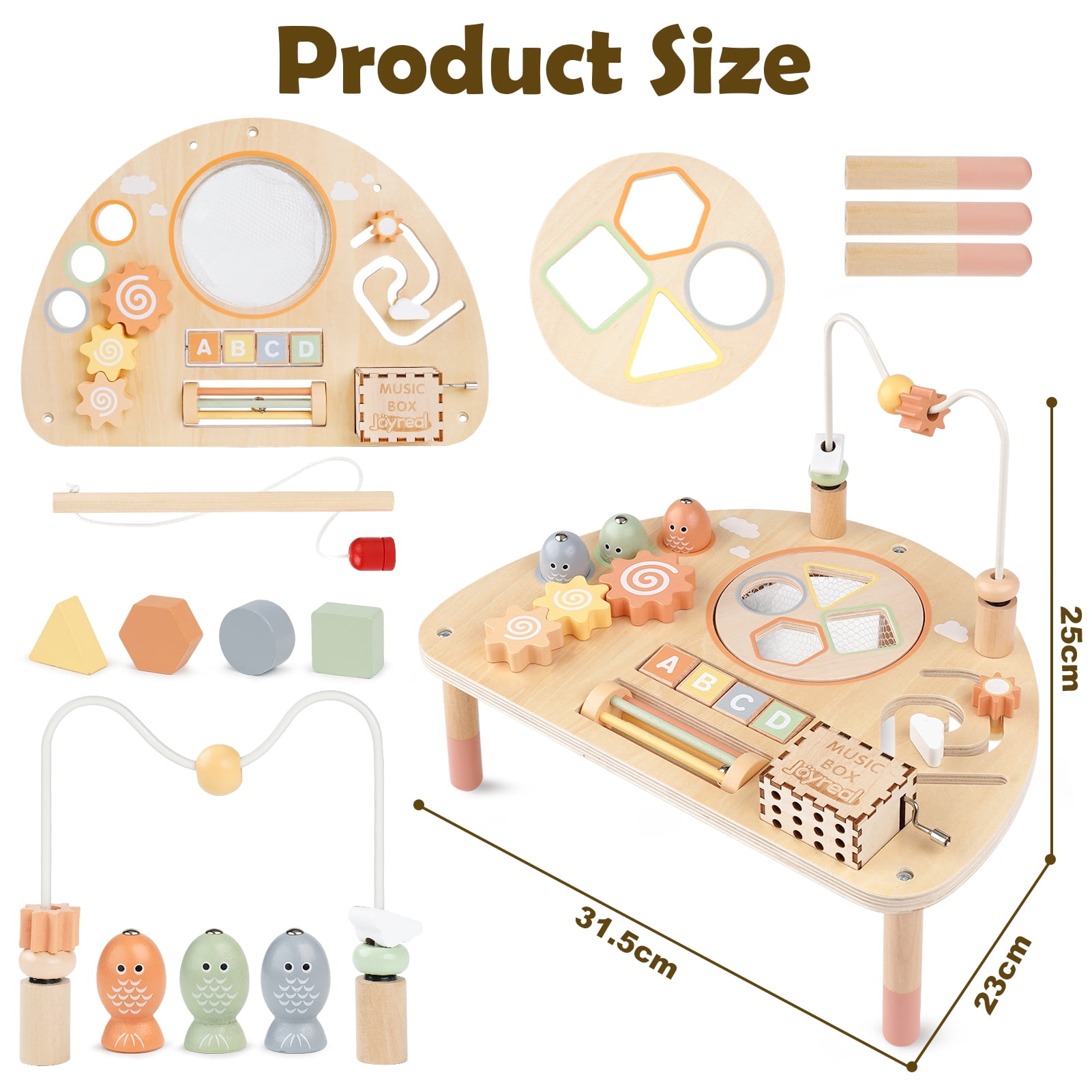 Vanplay 8-piece Wooden Sensory Play Table and Chair Set for Kids 18 Months and Up