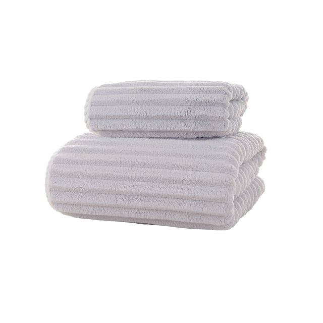Trajes de Baño Dos Piezas Espesadas Ampliadas de Lana Toalla de Baño,Corduroy Piel Amigable Suave Absorbente de Agua 2 Piezas,Set de Toallas de Baño