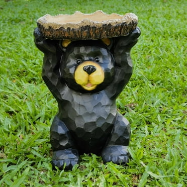 Hi-Line Gift Ltd 75619-S Sitting Bear Holding Bird Bath Garden Decor