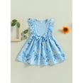 thumbnail image 2 of Bagilaanoe Toddler Baby Girl Summer Dress Flower Print Ruffle Fly Sleeve A-line Dresses 6M 12M 18M 24M 3T 4T Kid Patchwork Skirt, 2 of 9