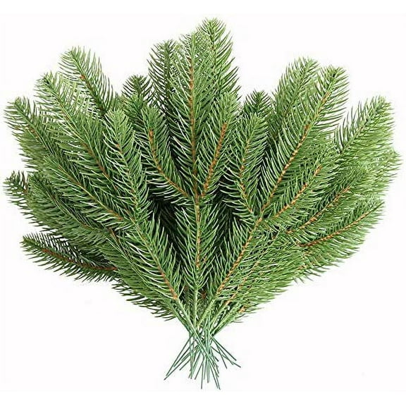 30pcs Artificial Pine Branches Green Plants Pine Needles DIY Accessories for Garland Wreath Christmas and Home Garden Decor