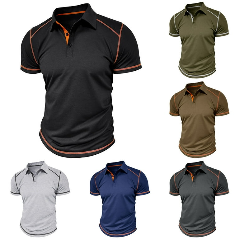 zfhfof Men's Muscle Polo Shirts Summer Raglan Short Sleeve Slim
