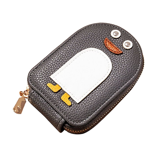Cute Penguin Design Vertical Card Holder For Licenses And Credit Cards Adorable Home Textile Storage Organizer With Unique Litchi Pattern Idea