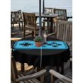 thumbnail image 2 of Outdoor Tablecloth with Umbrella Hole Zipper Blue Game Handle Round Tablecloth 54" Waterproof Outside Table Cloth Video Gamer Console Earphones Black Patio Table Cover Tablecloths for Picnic Party, 2 of 8