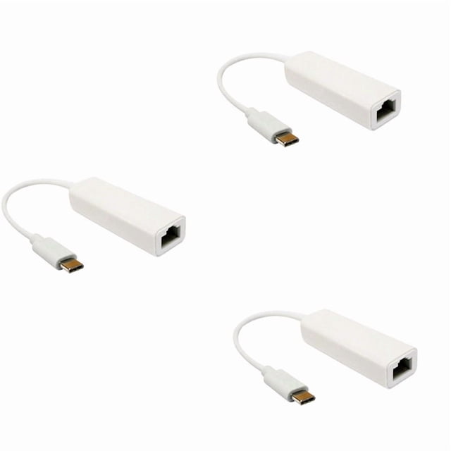 3X USB-C vers Ethernet NIC Type-C vers RJ45 Connecteur de Dongle Réseau LAN, pour Adaptateur Réseau 3
