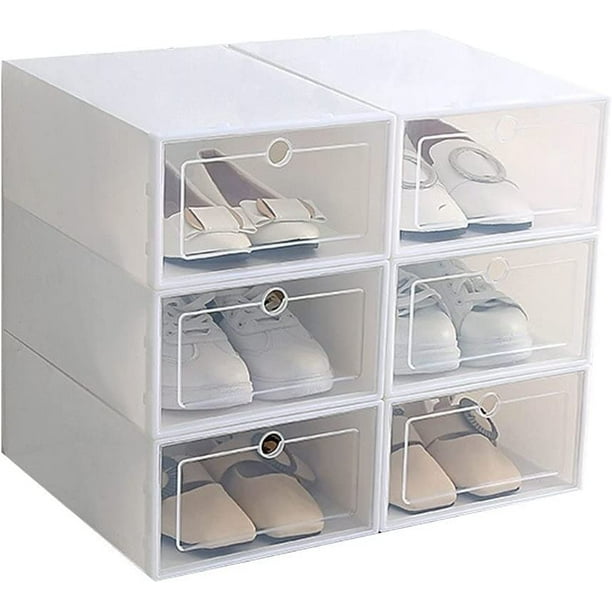 Cajas Organizadoras para Calzado Zapados Tenis Zapatillas Zapatera Apilable Color Blanco Practiksa Kit de 6 piezas
