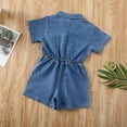 thumbnail image 5 of Été Bébé Enfant Fille Barboteuse en Denim Combinaison Vêtements une-Pièce, 5 of 5