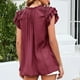 thumbnail image 4 of Blusa con mangas con volantes de color liso, blusa con escote en V y mangas con volantes para mujer, muy recomendada, 4 of 6