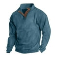 thumbnail image 1 of Man Casual Patchwork Solid Pullover Fashion Long Sleeve Stand Collar Button Blouse, 1 of 1