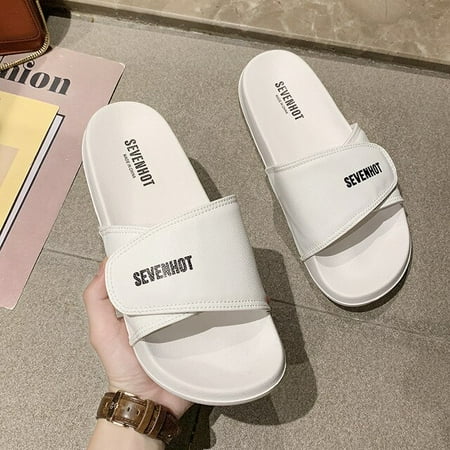 

QWZNDZGR Summer Home Men Slippers Simple Solid Lovers Plarform Shoes Non-slip Indoor Bathroom Soft Sole Women Slides Flip Flops