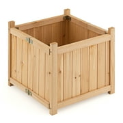 Costway 15 Wooden Planter Box Elevated Outdoor Folding Planter with Removable Bottom