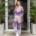 thumbnail image 3 of Yuyamidu Womens 2 Piece Lounge Sweat Sets Outfits Loungewear Yoga Running Fishing Sweatsuits Matching Tracksuits Purple Marble Texture Long Sleeve Pullover Sweatshirt Wide Leg Drawstring Sweatpants, 3 of 7