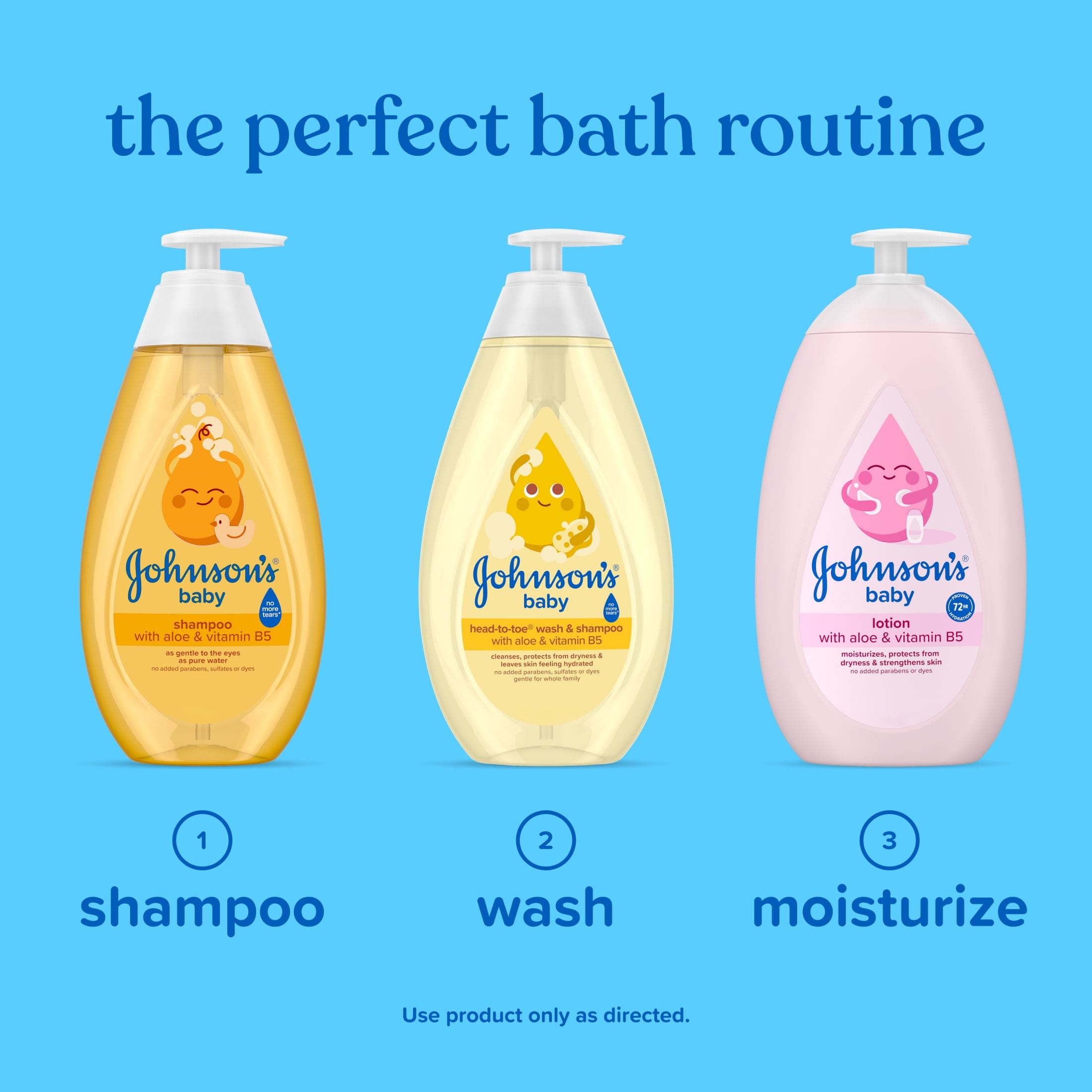 Johnson's Tear-Free Head-To-Toe Baby Body Wash Shampoo, with