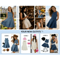 thumbnail image 5 of Womens Summer A Line Denim Overalls Dresses Casual Sleeveless Babydoll Zipper Tank Mini Jean Dress, 5 of 7