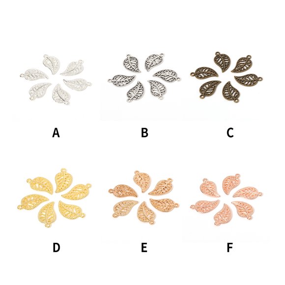stanreset 50 Pcs Bracelet Collier Feuille Décor Feuilles Décoration Bricolage Pendentif Ornement Fabrication de Bijoux Accessoires Faits Main Or Rose