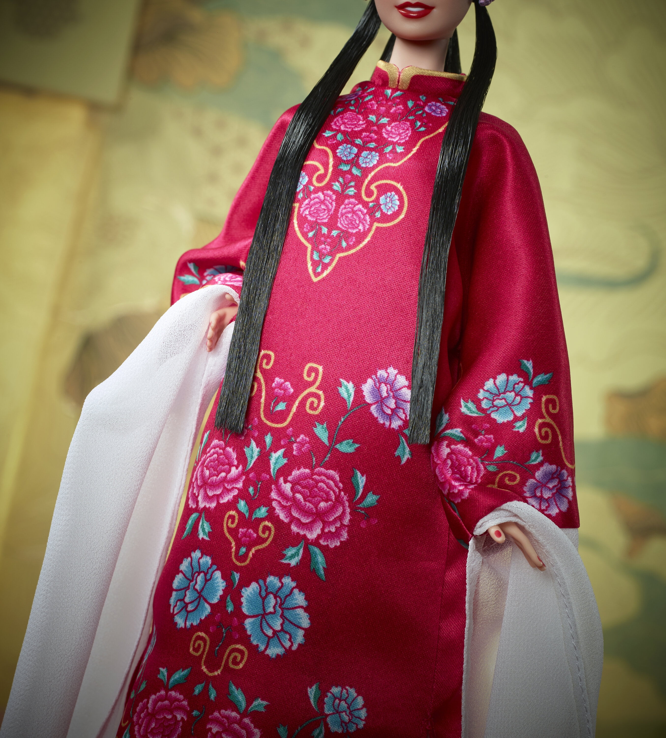 Barbie Signature Lunar New Year Collectible Doll in Red Floral Robe Inspired by Peking Opera