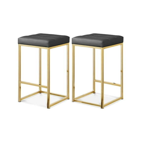 Meridian Furniture Nicola Grey Vegan Leather Stool, Set of 2