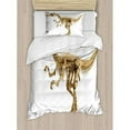 thumbnail image 3 of Dinosaur Duvet Cover Set Queen Size, Fossil Dino Skeleton Bones Realistic Image Dangerous Dead Extinct Reptile, Decorative 3 Piece Bedding Set with 2 Pillow Shams, Pale Brown White, by Ambesonne, 3 of 3