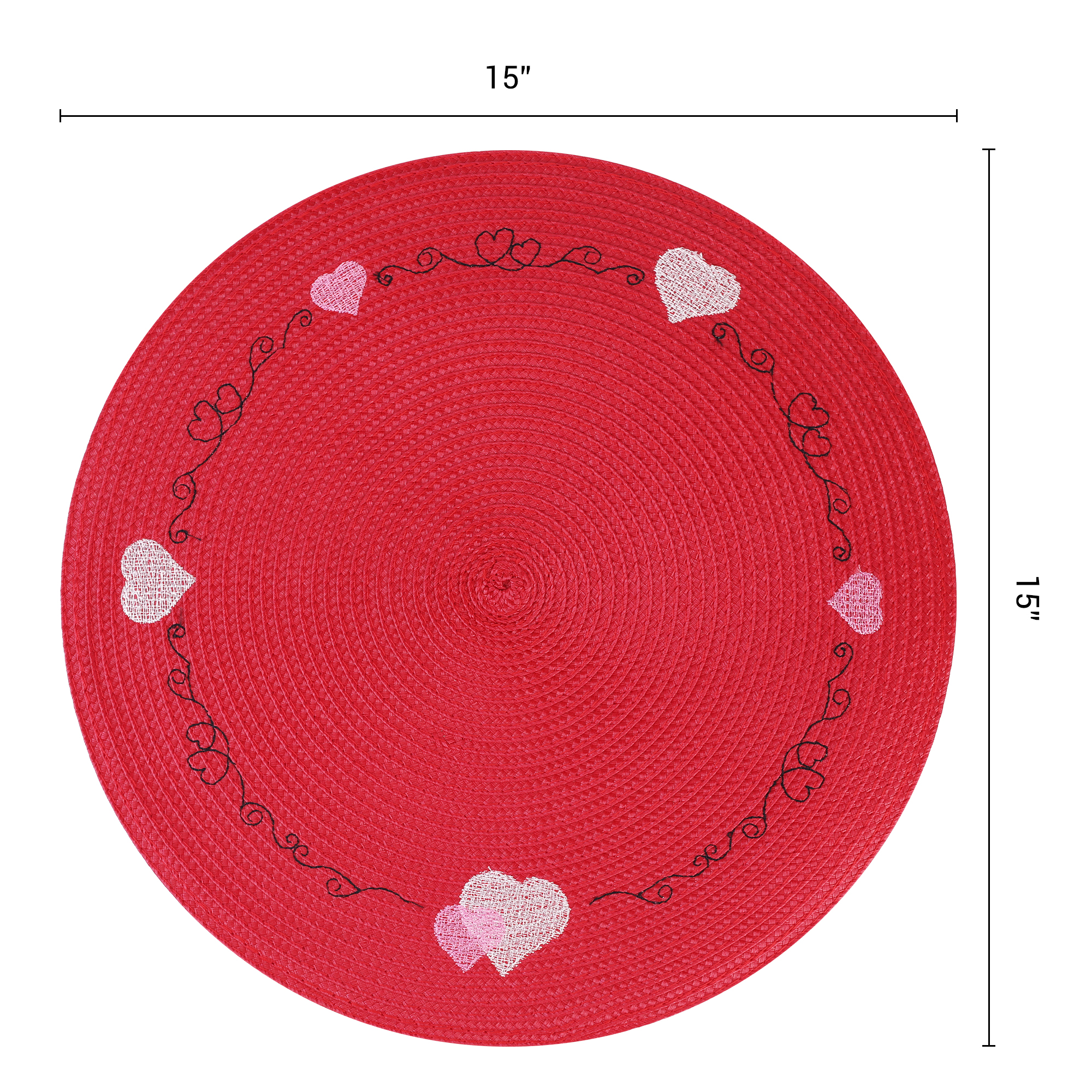 Unique Bargains Farmhouse Solid Placemats Set of 6 Woven for Dining Table Decor Heart
