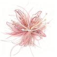 thumbnail image 2 of UNLLLL Pearl Embellished Large Crystal Flower Hair Clip, Feather Lace Floral Barrettes, Bridal Wedding Hair Accessory, for Daily Travel and Special Occasions (Pink), 2 of 5