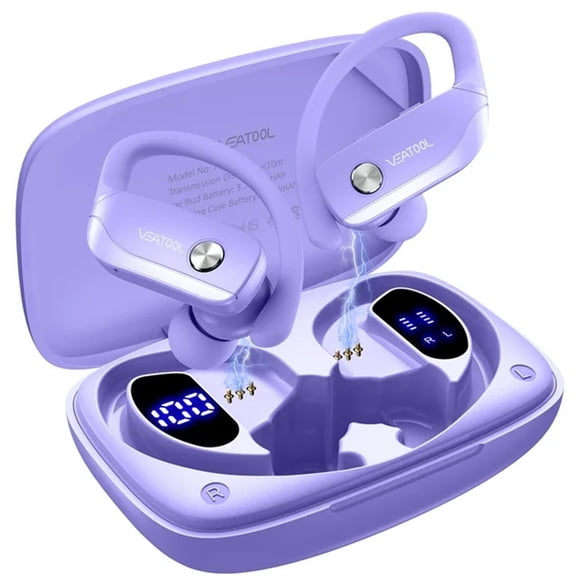 VEAT00L Wireless Headphone Sport,72Hrs Earphone with Earhook, Noise Cancelling Mic, IP7 Waterproof