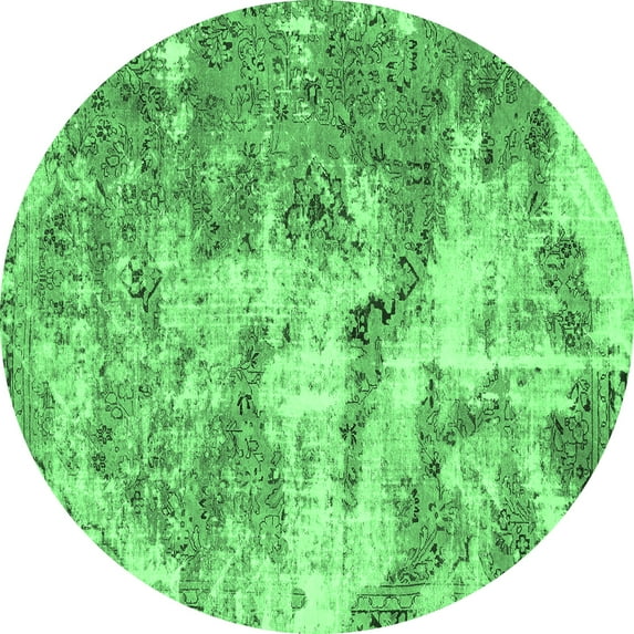 Ahgly Company Indoor Round Abstract Emerald Green Modern Area Rugs, 5' Round