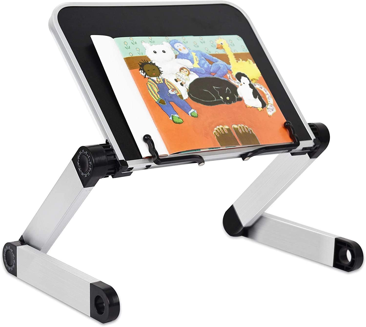 Book Holder Adjustable,Book Stand,with Page Paper Clips,for Reading