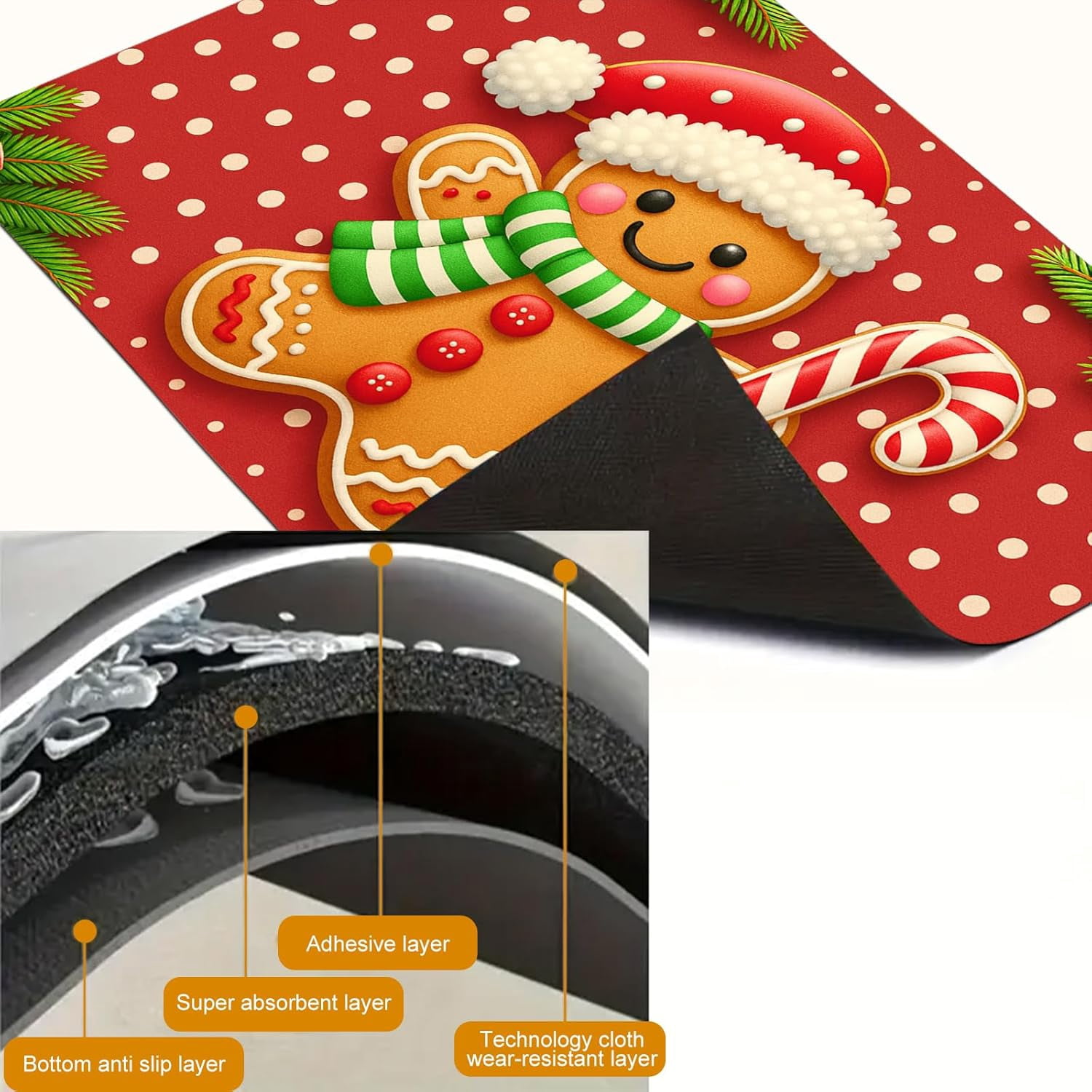 Stove Top Covers for Electric Glass Stove 28x20 Inch Gingerbread Man Christmas Cooktop Protector Heat Resistant Counter Cover Dish Drying Mat for Kitchen RV Camper