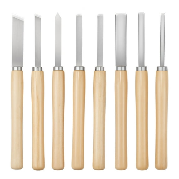 VEVOR Wood Lathe Turning Tool Set,8PCS, Lathe Chisel Set with Carbon Steel Blade, 2 Skew, 1 Spear Point, 1 Parting, 1 Round Nose, 3 Gouge Tools, 1 Oxford Bag, for Beginners, Hobbyists, Professionals