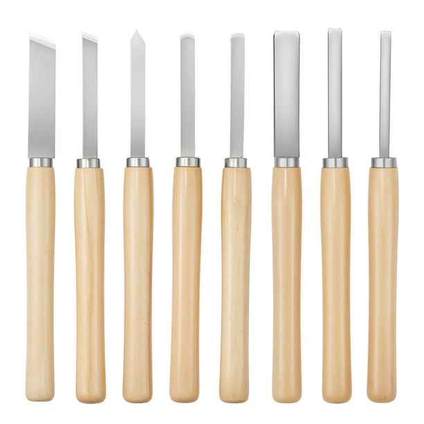 VEVOR Juego de 8 cinceles para torno de madera, herramientas de torneado de madera, hojas de acero para acabado de torno.