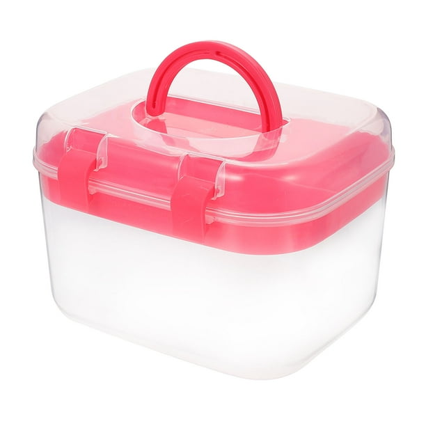 unbranded Caja Organizadora De Plástico Roja Doble Capa Para Cosméticos Y Medicinas Con Gran Capacidad