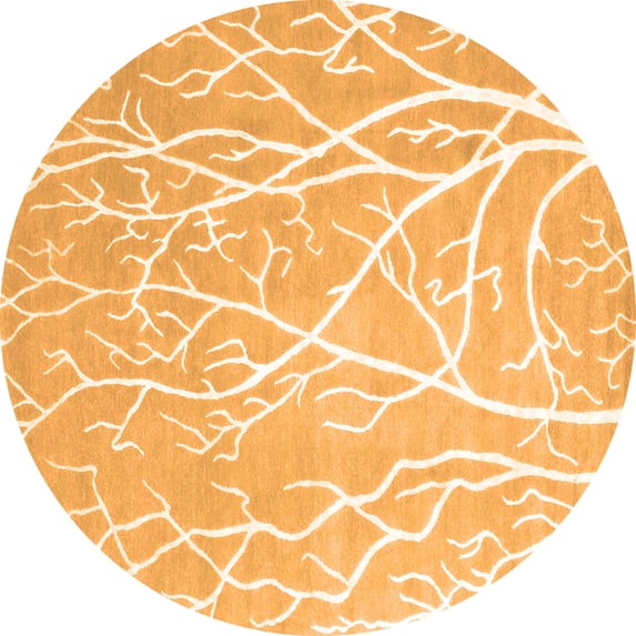 Ahgly Company Indoor Round Abstract Orange Contemporary Area Rugs, 7' Round