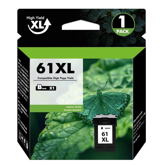 61 Ink Cartridge Black Compatible for HP 61XL Black Ink for Envy 4500 5530 4502 Officejet 4630 4635 DeskJet 1000 1010 2050 2510 Printer (1-Pack)