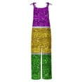 thumbnail image 4 of DDAPJ pyju Womens Mardi Gras Jumpsuit Novelty Carnival Party Mask Print Long Playsuit Adjustable Straps Wide Leg Rompers Parade Party Overalls Multicolor#5 XXL, 4 of 5