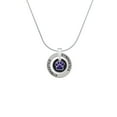 thumbnail image 2 of Delight Jewelry Silvertone Purple Paw on Black Disc Gymnastics Ring Charm Necklace, 18", 2 of 4