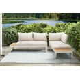 thumbnail image 6 of Portals Outdoor 2 Piece Sofa Set in Light Matte Sand Finish with Beige Cushions and Natural Teak Wood Accent, 6 of 6
