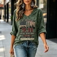 thumbnail image 6 of xunjiayanmaoyi Women's 9/11 Memorial T-Shirt 25th Anniversary Loose V-Neck 3/4 Sleeve Acid Wash Tee Soft Fabric S-5XL 9 Colors 1 Pc for Everyday/Patriotic Wear, 6 of 6