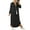 Black Gray L, variant on Fall Spring Lady Dress Single-breasted Lapel Loose Long Sleeves Chest Pocket Split Hem Plus Size Dress Solid Color Buttons A-line Daily Wear Maxi Dress