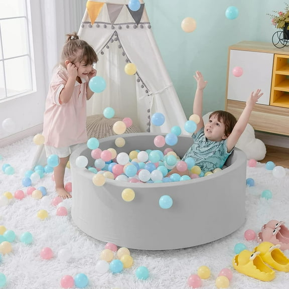 Soft Foam Pit for Toddlers, 35.4" Round Playpen with Easy Clean Cover, Safe & Comfortable for Indoor Outdoor Use,