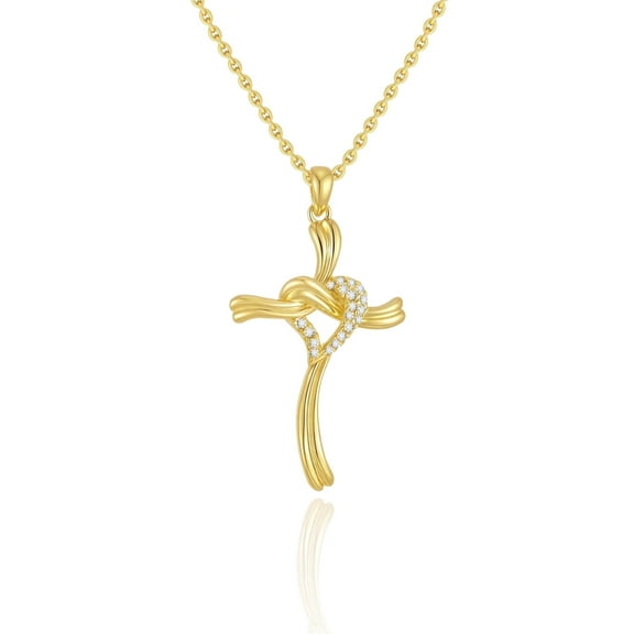 Molenia Gold Cross Necklace for Women, 14K Gold Plated 925 Sterling Silver Necklace Twisted Knot Gold Cross Pendant, Gold Jewelry Birthday Graduation Religious Mother's Day Gifts for Mom Women Her