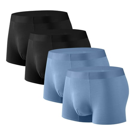 Popular Picks Men s 4PC Silk Traceless Quick-Dry Loose Breathable Elastic Exercise Underwear Comfortable Flat Angle Briefs Holiday Tree Skirts|20%Modal 40% Cotton 40% Polyester Black