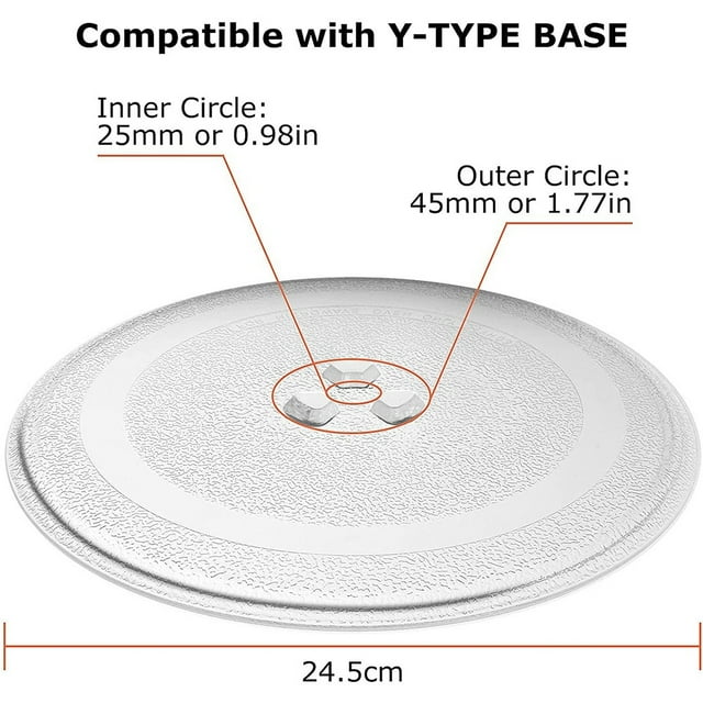 Assiette en Verre pour Micro-Ondes Universelle Durable, Plateau Tournant en Verre pour Micro-Ondes, Couvercle Rond de Remplacement pour Micro-Ondes 24,5 cm